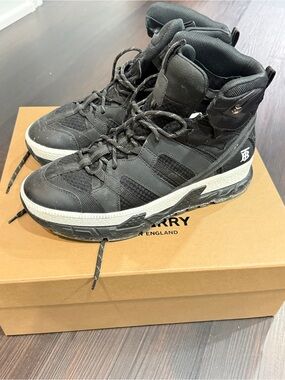 Burberry Black High-Top Leather & Mesh Boots